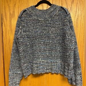 Free People Speckled Blue Turtleneck Sweater
